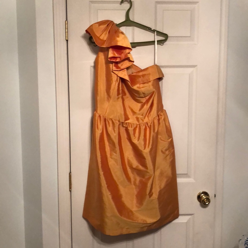 Bridesmaid One Shoulder Orange Dress